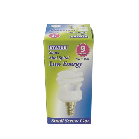 Status Halogen Energy Saver 9 Watt Spiral Light Bulb