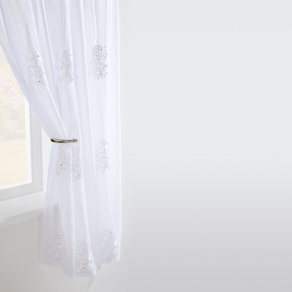 White Diamante Posy Voile Panel