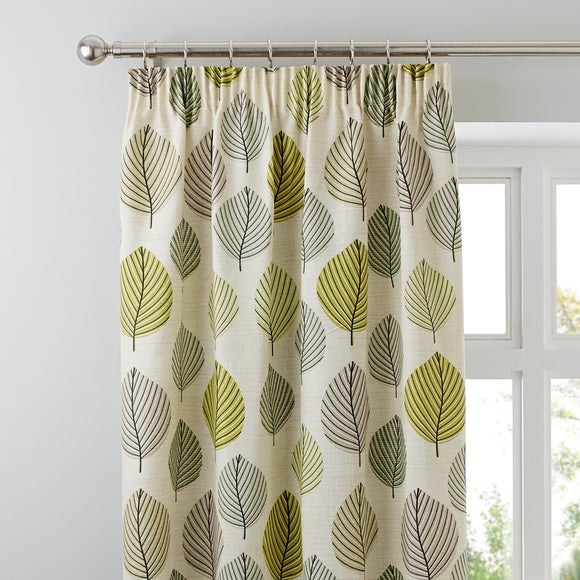 Green Regan Collection Lined Pencil Pleat Curtains