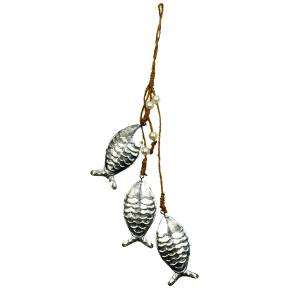 Metal Fishes on a Rope Wall Hanging