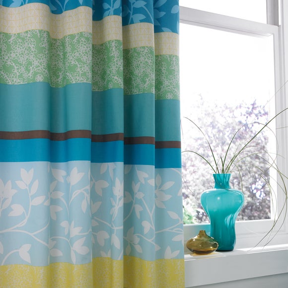 Blue Fresh Living Thermal Pencil Pleat Curtains