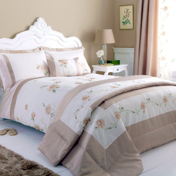 Gold Rosa Collection Duvet Cover | Dunelm