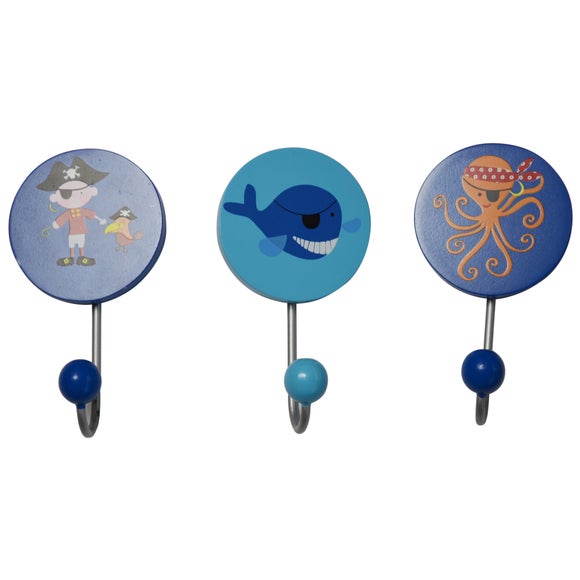 Kids Jolly Pirates Collection Set of 3 Wall Hooks
