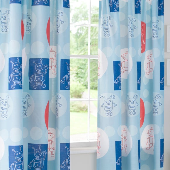 Kids Robots Collection Fully Lined Pencil Pleat Curtains