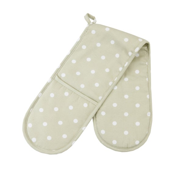 Sage Dotty Collection Double Oven Glove Dunelm