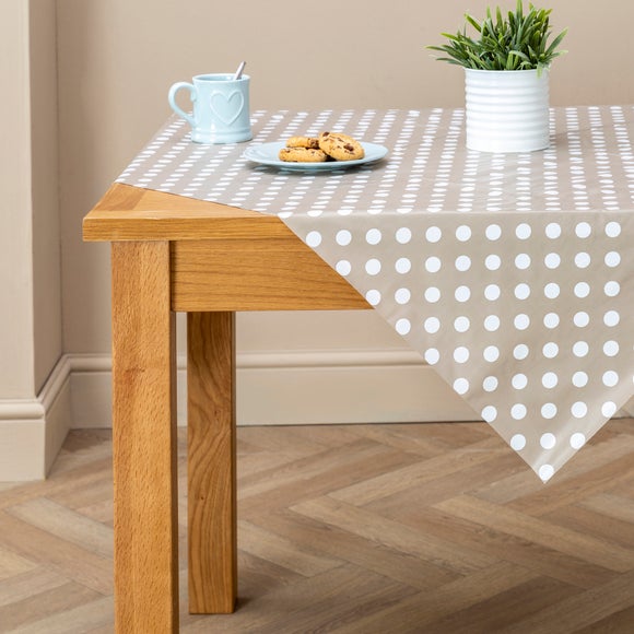 Taupe Dotty PVC Tablecloth Dunelm