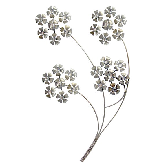 Silver Jewelled Hydrangea Heads Wall Art | Dunelm