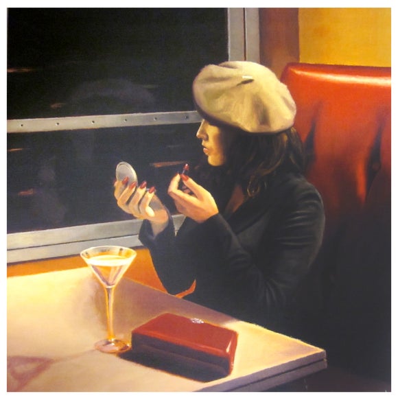 Lady On Train Printed Canvas