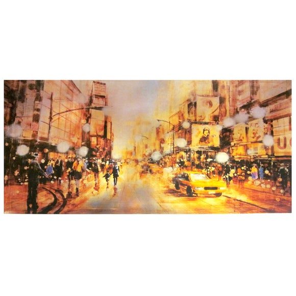 Street Scene Foil Printed Canvas
