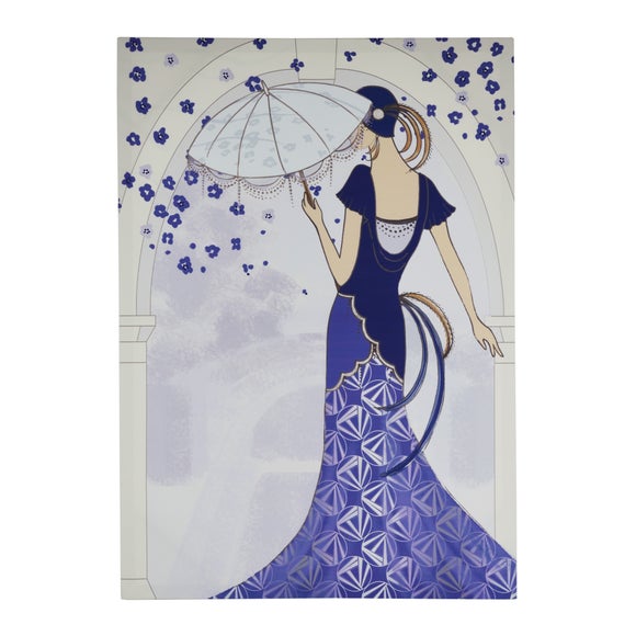 Art Deco Lady Umbrella Printed Canvas