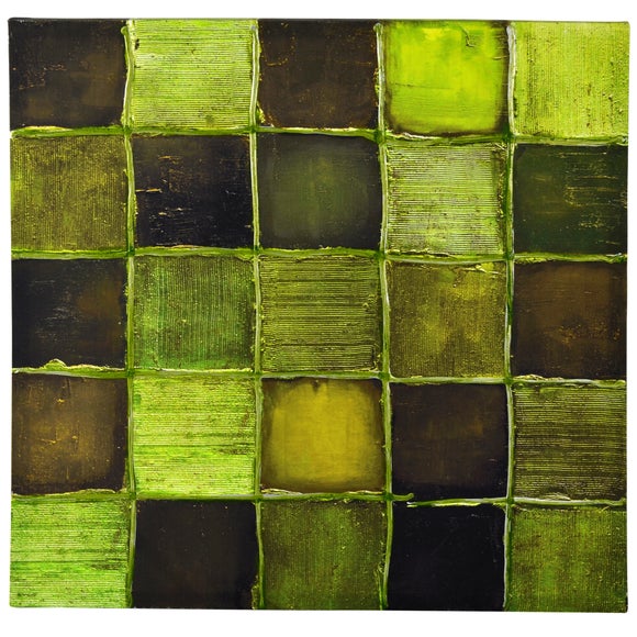 Green Squares Hand Painted Canvas