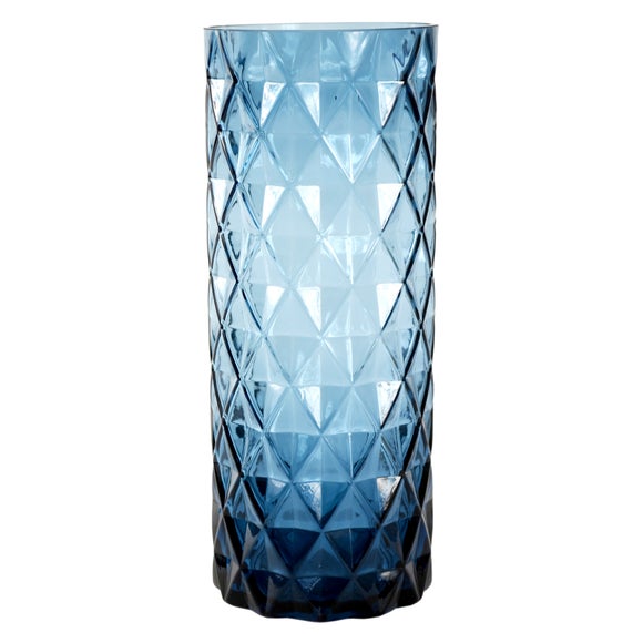 Blue Deco Collection Faceted Glass Vase Dunelm