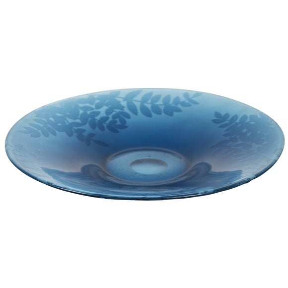 Blue Deco Collection Leaf Design Glass Bowl