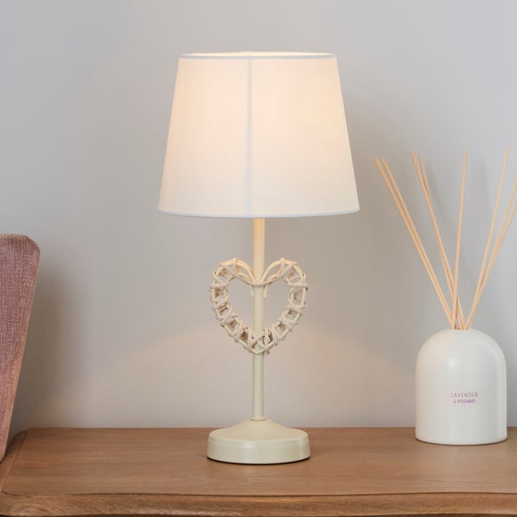 Wicker Heart Table Lamp Dunelm