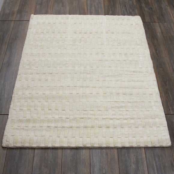 Cream Serenity Block Wool Rug