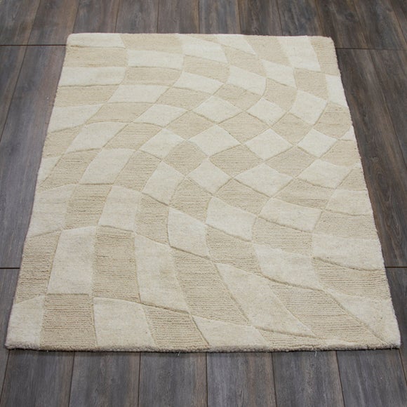 Cream Serenity Wave Wool Rug