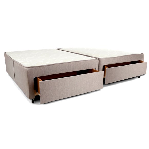 Padded Single Divan Base with 2 Drawers Right Side