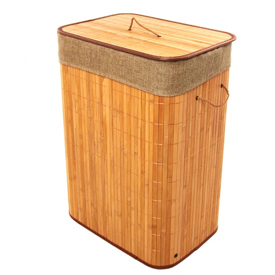 Bamboo Natural Brown Rectangle Laundry Hamper