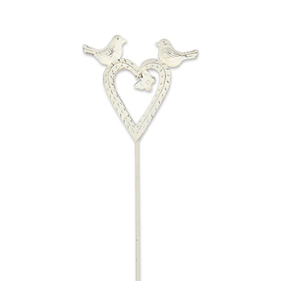 Heart & Bird Flower Pick Cream