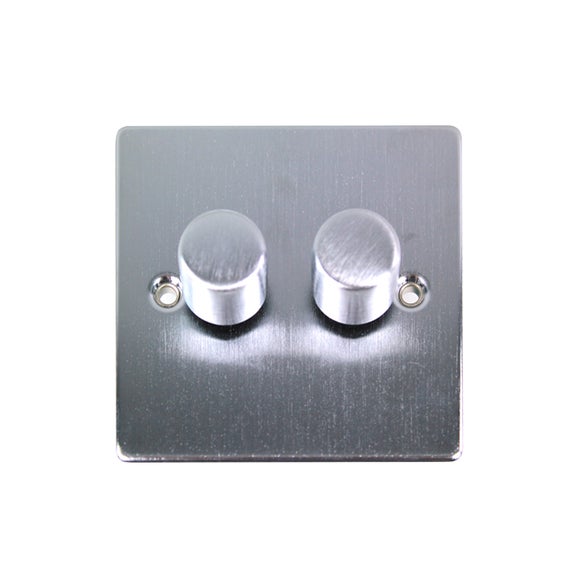 2 Gang 2 Way Brushed Chrome Dimmer Switch Dunelm