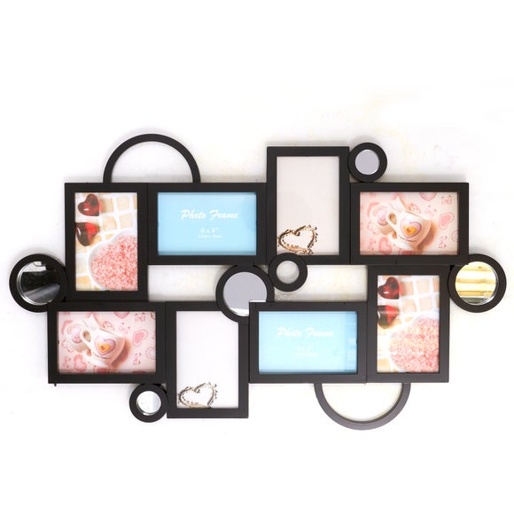 Black 8 Opening Photo Frame with Circles