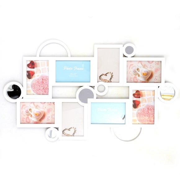 White 8 Opening Photo Frame with Circles