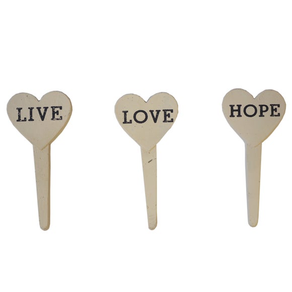 Charlotte's Garden Collection Cream Love Live Hope Garden Stakes
