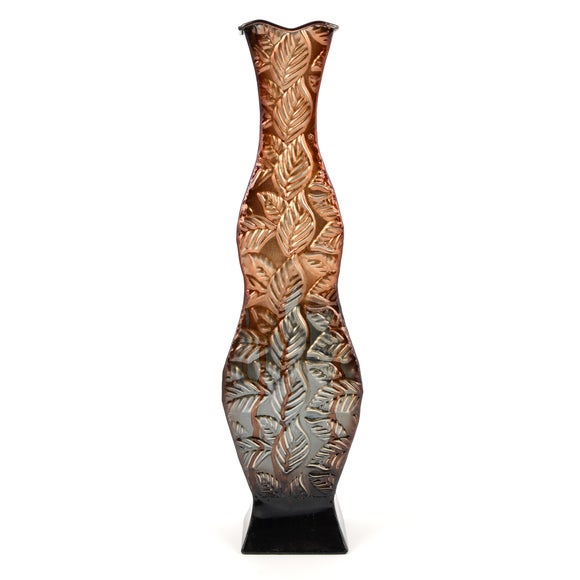 Global Fusion Collection Metal Leaf Vase Dunelm