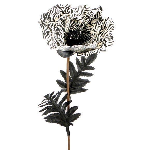 Artificial Zebra Print Poppy Stem Dunelm