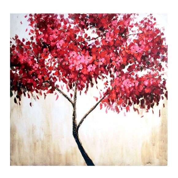 Red Tree Printed Canvas Dunelm