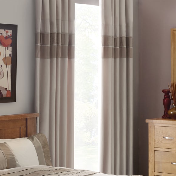 Latte Clermont Thermal Pencil Pleat Curtains Dunelm