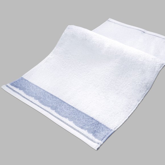 Hotel White Jacquard Lace Towel Dunelm