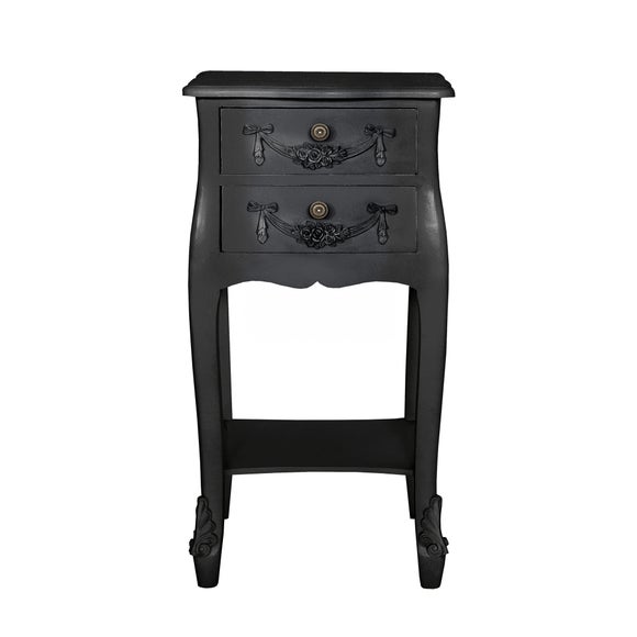 Toulouse Black 2 Drawer Nightstand Dunelm