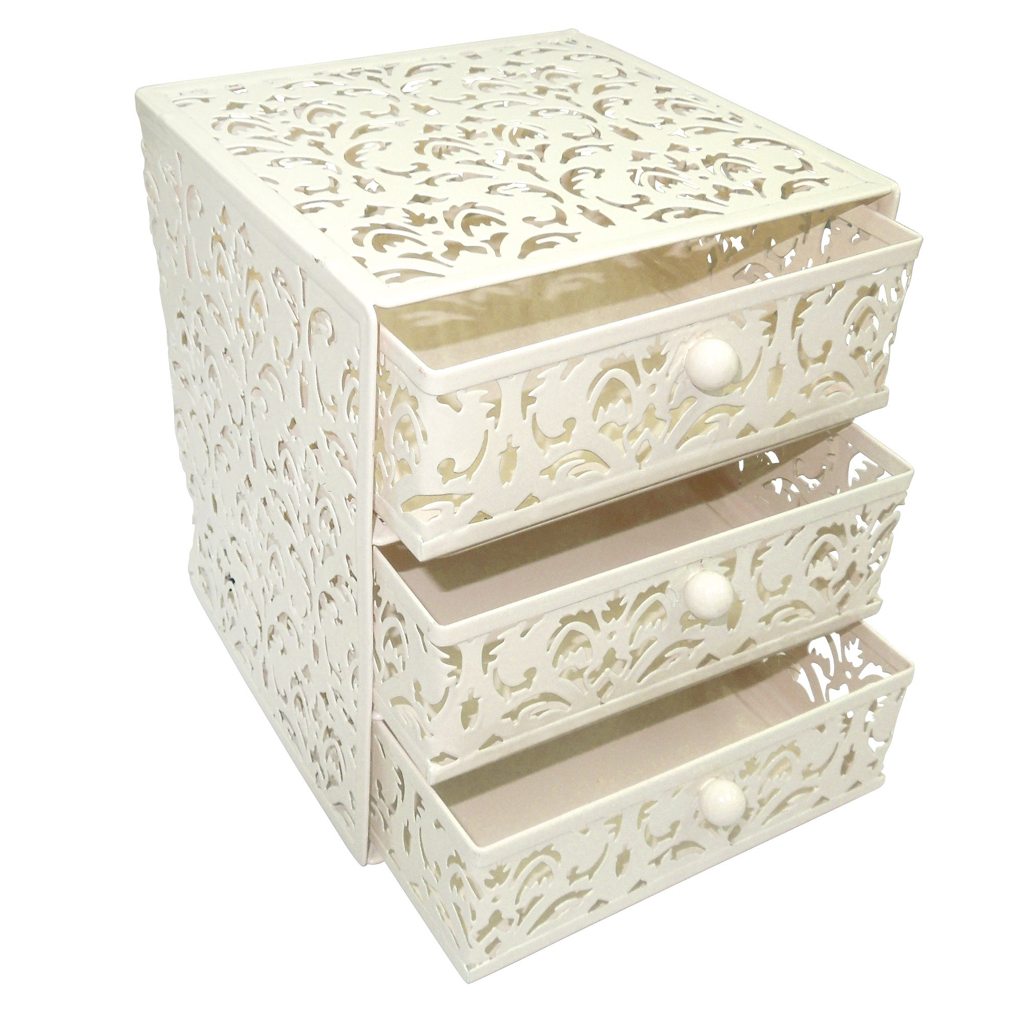 Cream Floral Collection 3 Tier Drawer Unit | Dunelm