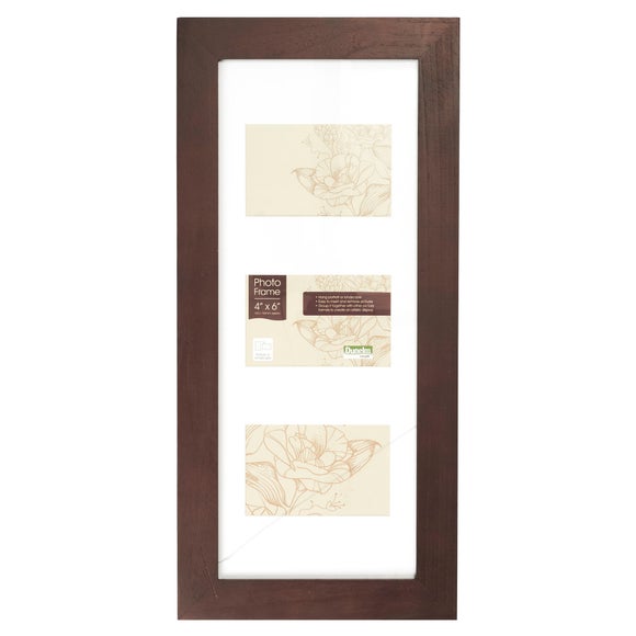 Chocolate 3 Aperture Wood Photo Frame Dunelm