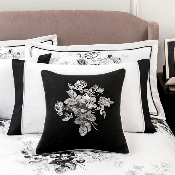 Dorma Black and White Gardenia Collection Cushion Dunelm