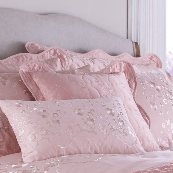 Dusky Pink Florentine Collection Square Cushion Dunelm