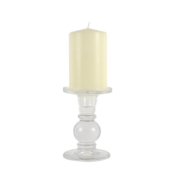 Glass Candle Holder and Pillar Candle Dunelm