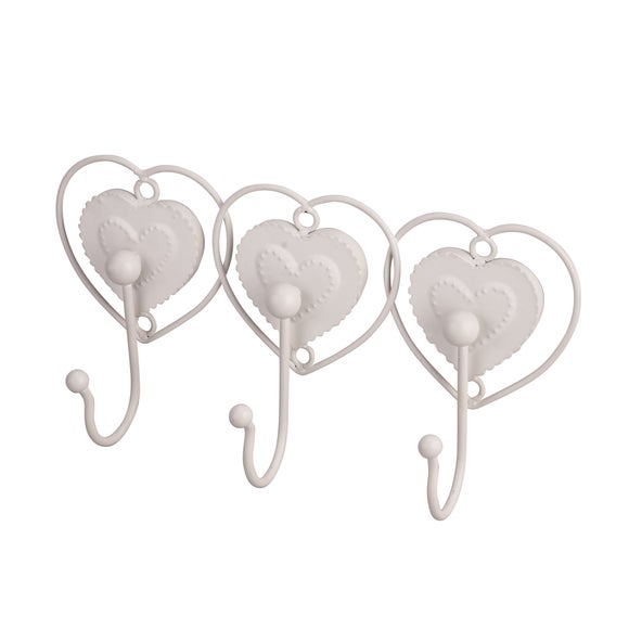 Vintage Heart Collection Set of 3 Hooks Dunelm