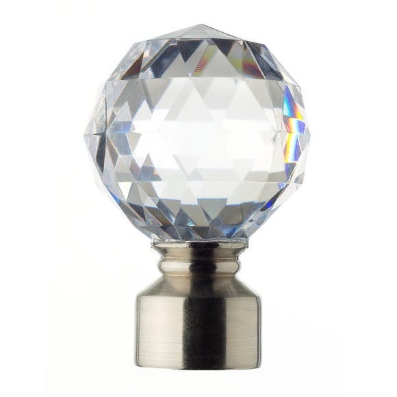 Mix and Match Collection Satin Steel Faceted Ball Finials Dunelm