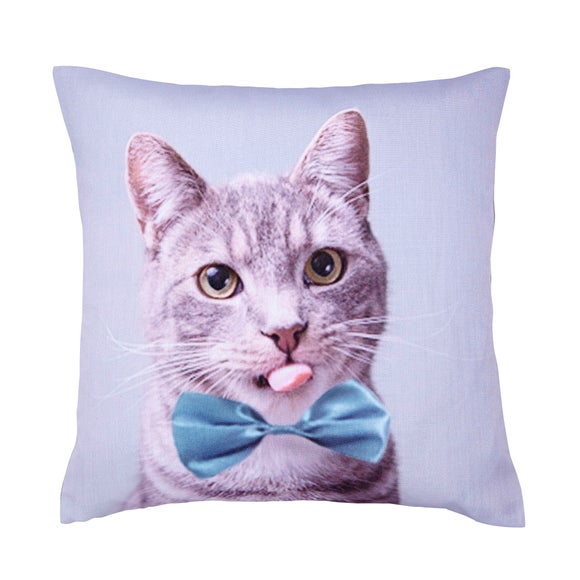 Cat Bow Tie Cushion Dunelm