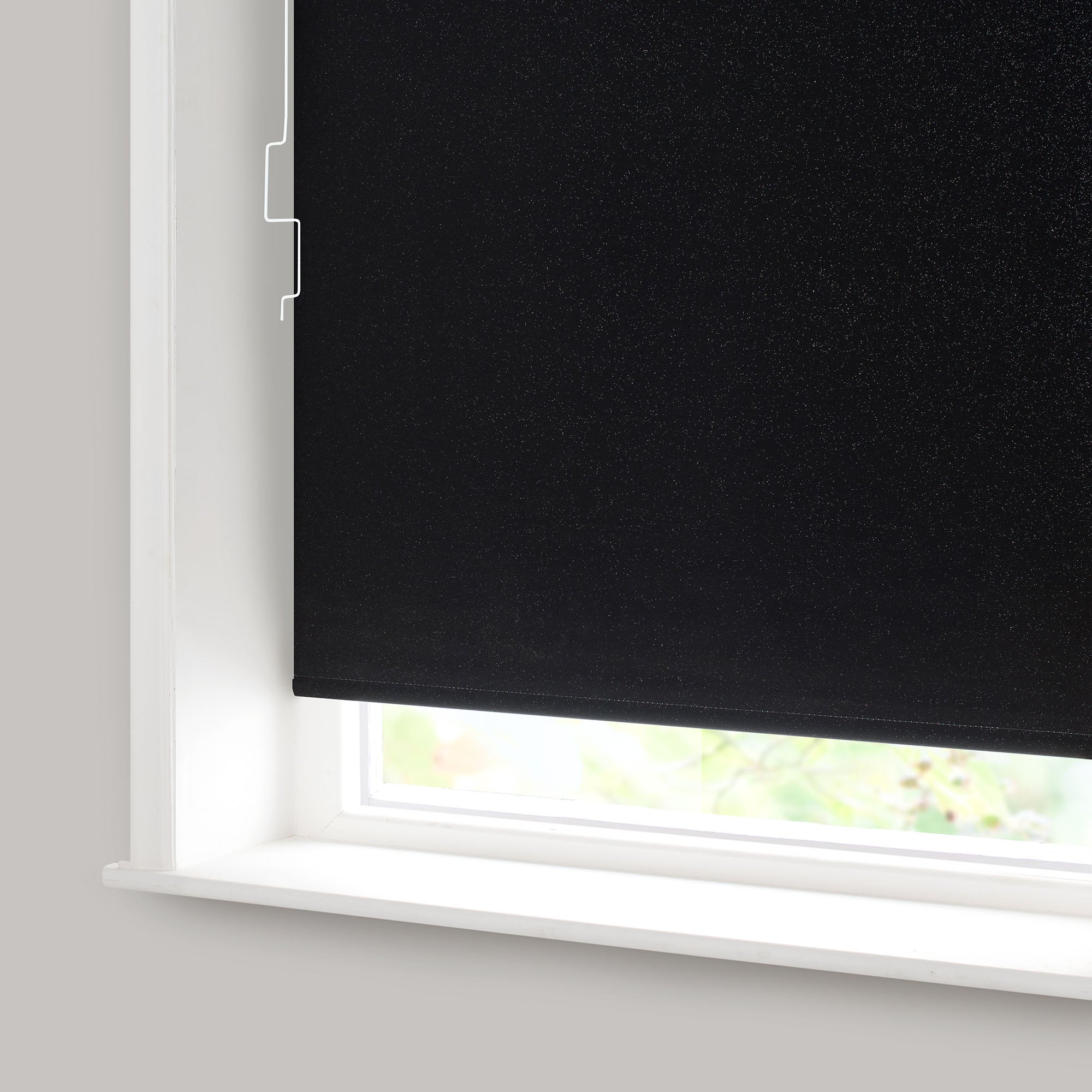 Black Sparkle Blackout Cordless Roller Blind | Dunelm