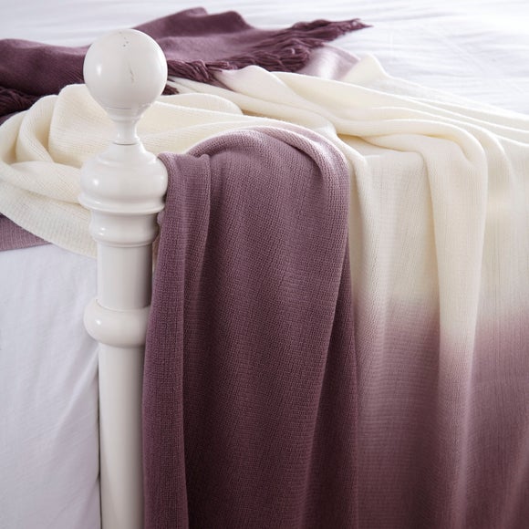 Mauve Ombre Throw Dunelm