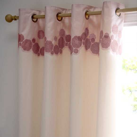 Dusky Pink Phoebe Thermal Eyelet Curtains Dunelm