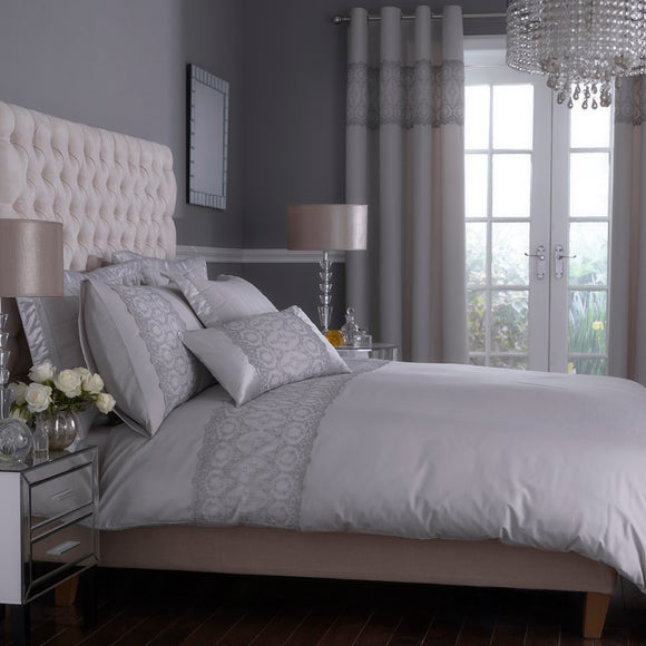 Grey Claudia Collection Duvet Cover Dunelm
