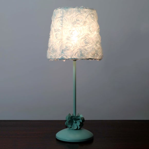 Duck Egg Rosa Soft Flower Fabric Table Lamp