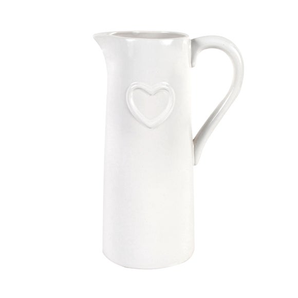 White Heart Jug Vase Dunelm