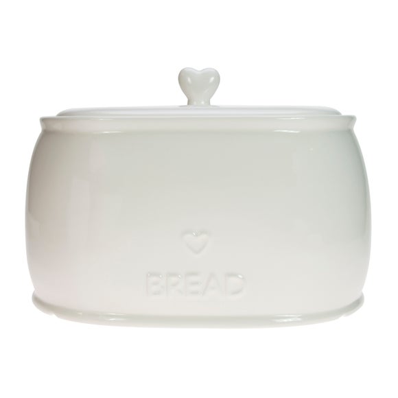 White Country Heart Collection Bread Bin Dunelm