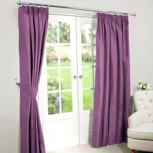 Mauve Nova Blackout Pencil Pleat Curtains