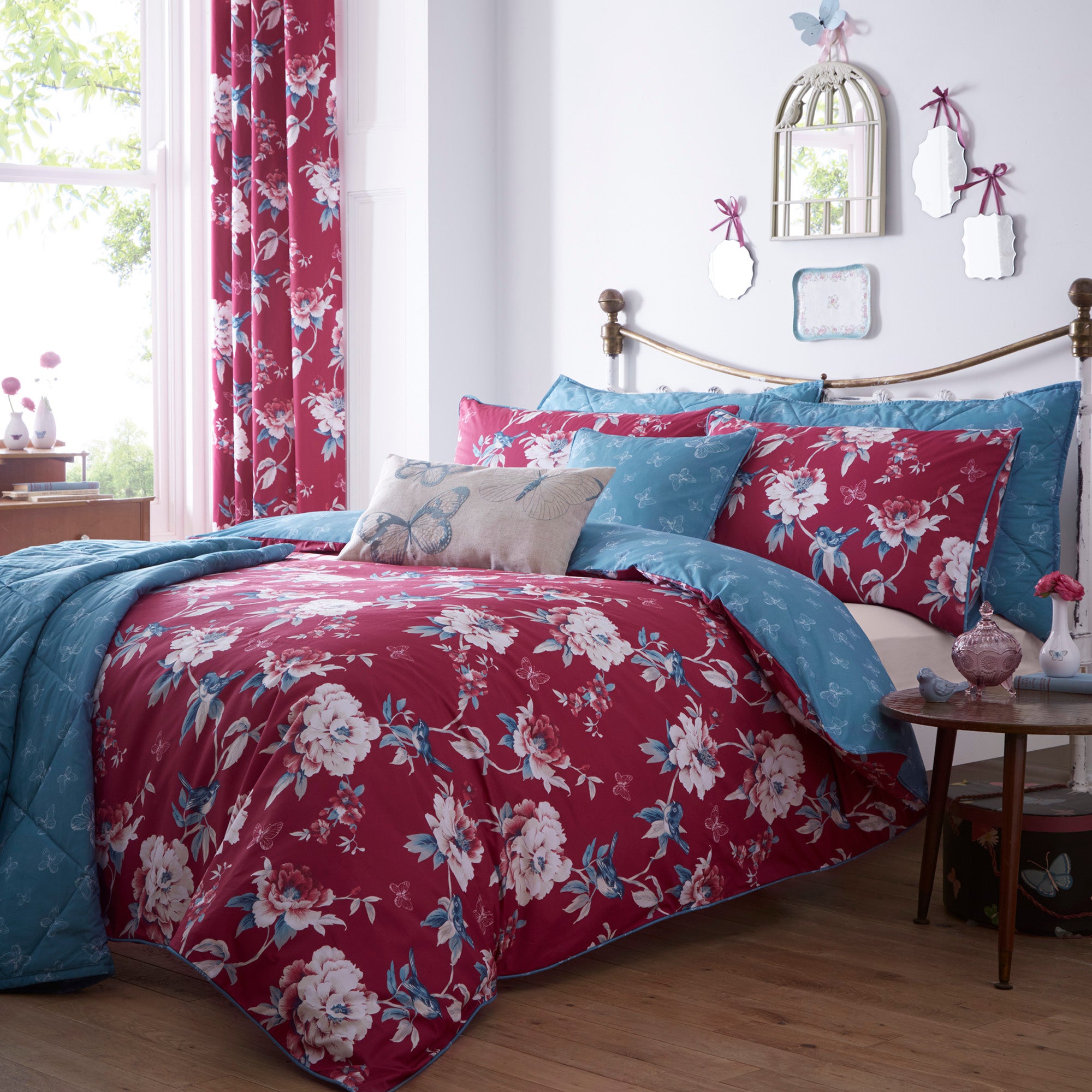 Raspberry Orla Collection Duvet Cover Set Dunelm